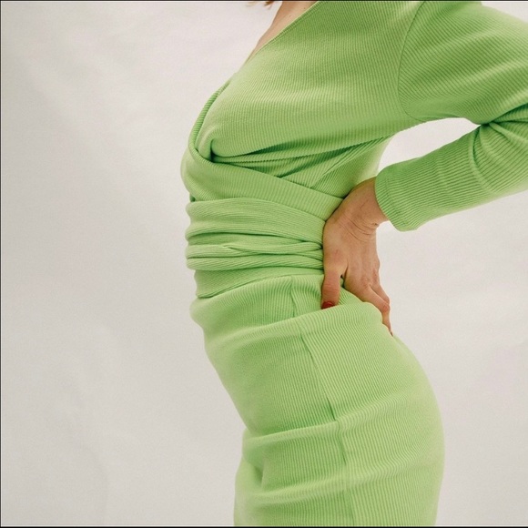 The Line by K Saloma wrap dress in lime/ green S - Picture 4 of 5